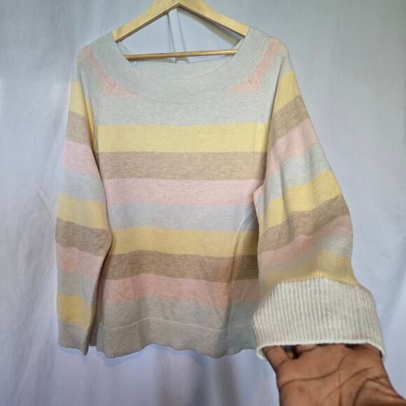 NWT Chaps Pastel Stripe Knit Sweater Womens XL Soft Preppy Classic Multicolor - Picture 2 of 11
